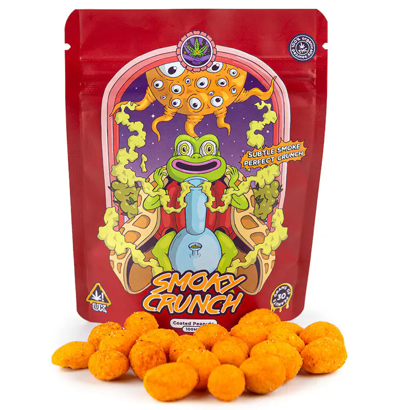 smoky crunch nuts and packaging