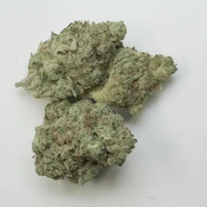 Three Insane OG nugs, top shelf dried flower shot with heavy trichome finish