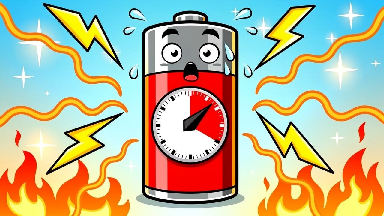 Cartoon battery with voltage set dangerously high
