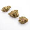 Close-up of Blue Dream buds showing trichomes, colour and dense flower structure