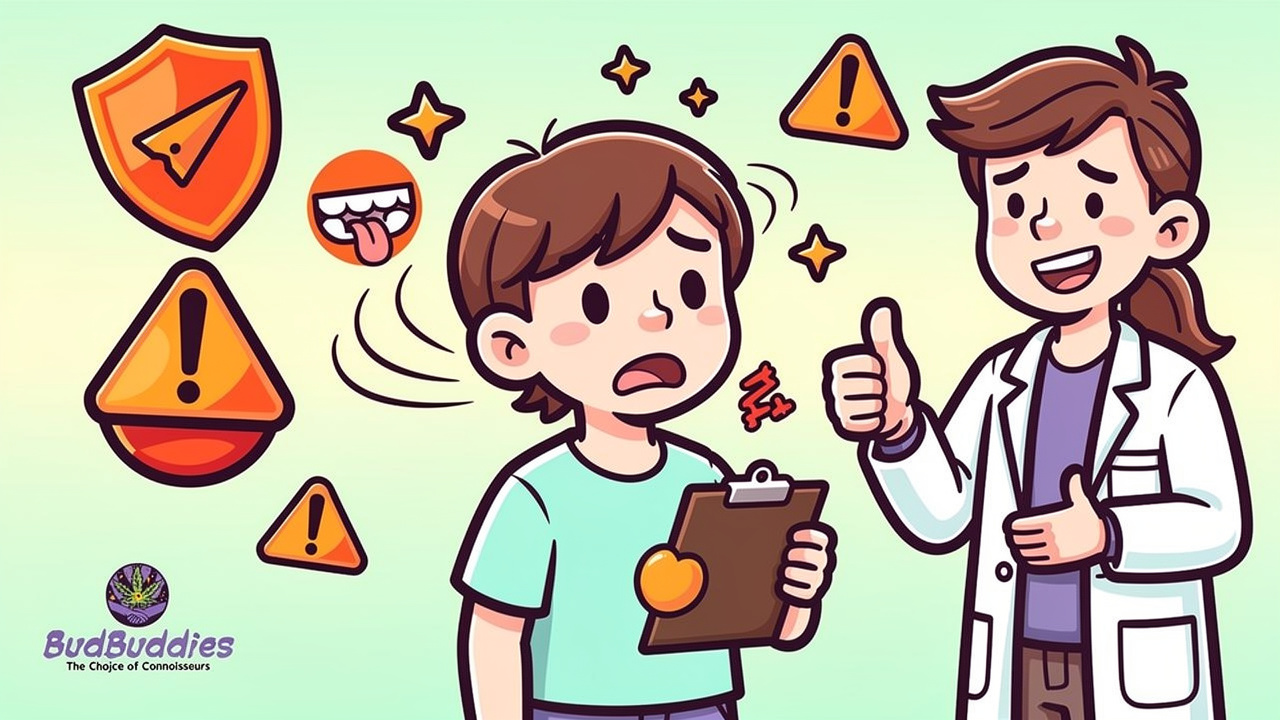 Cartoon character showing common medical cannabis side effects