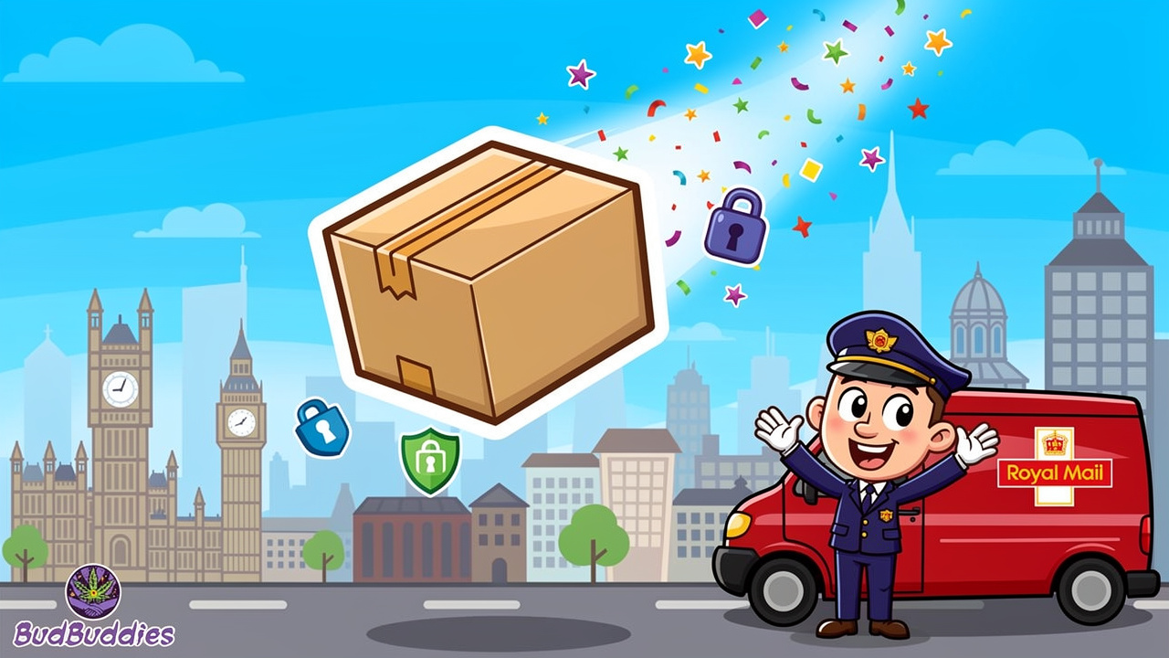 Cartoon discreet parcel delivery across the UK