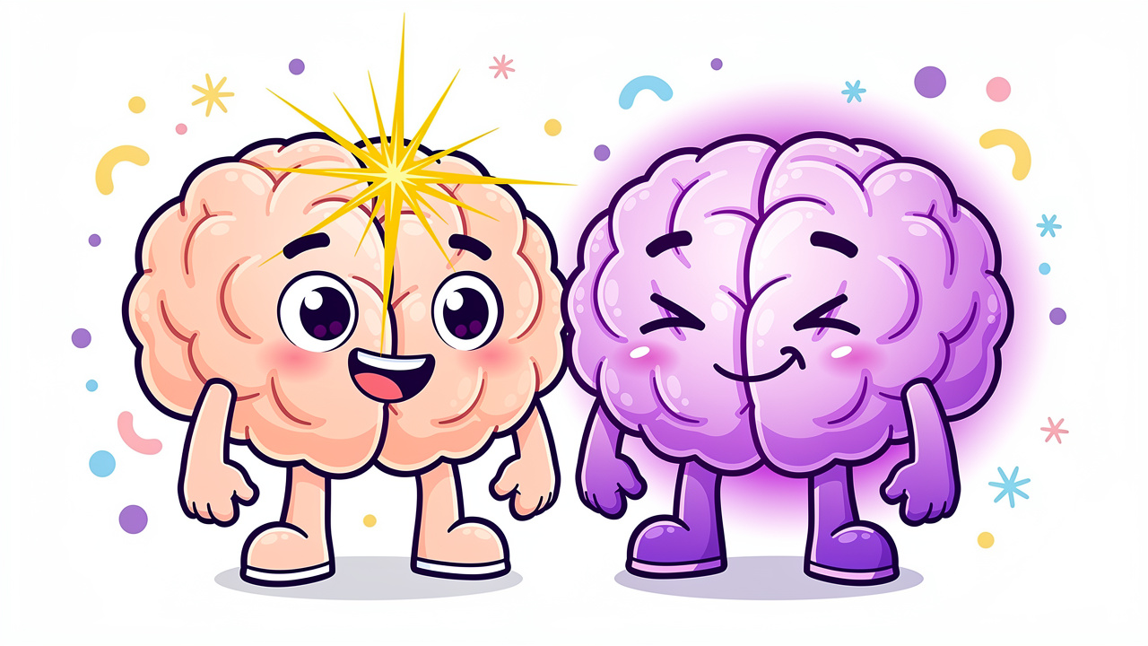 Two cartoon brains comparing inhaled THC and edible effects