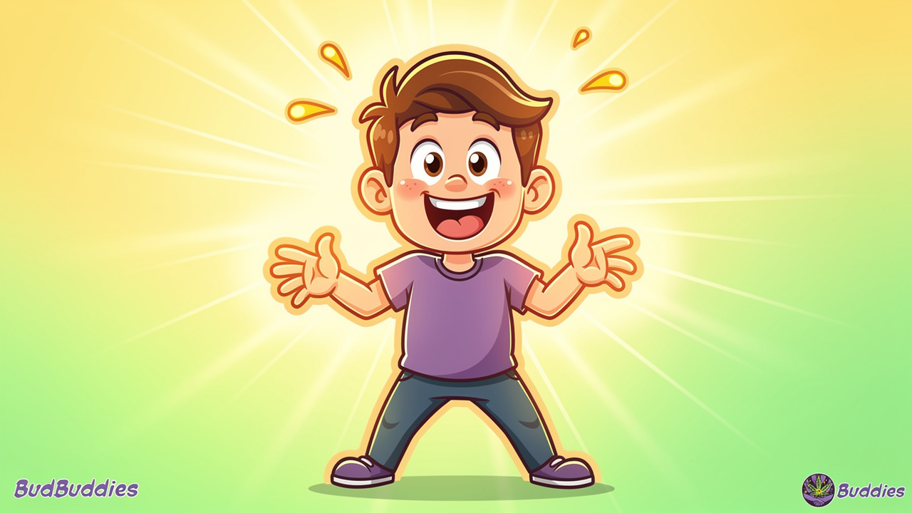 Animated person with energised expression and clarity effects