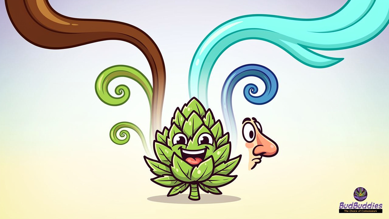 Cartoon depiction of Animal Face strain's layered aroma