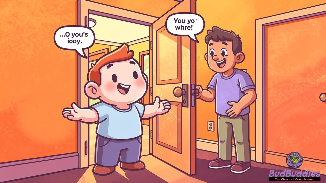 Cartoon of friendly conversation about smell complaint
