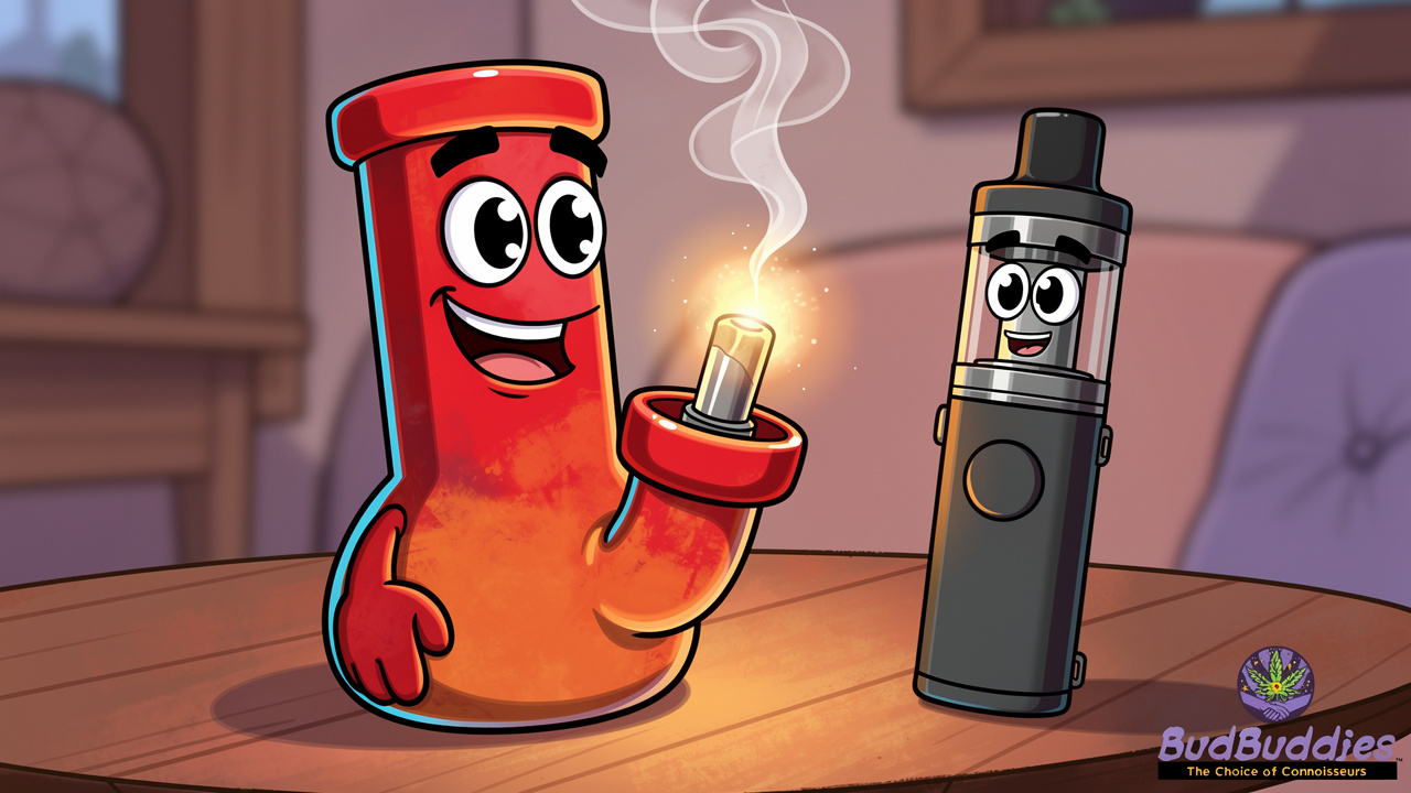 Cartoon dab rig and vape pen for BHO use