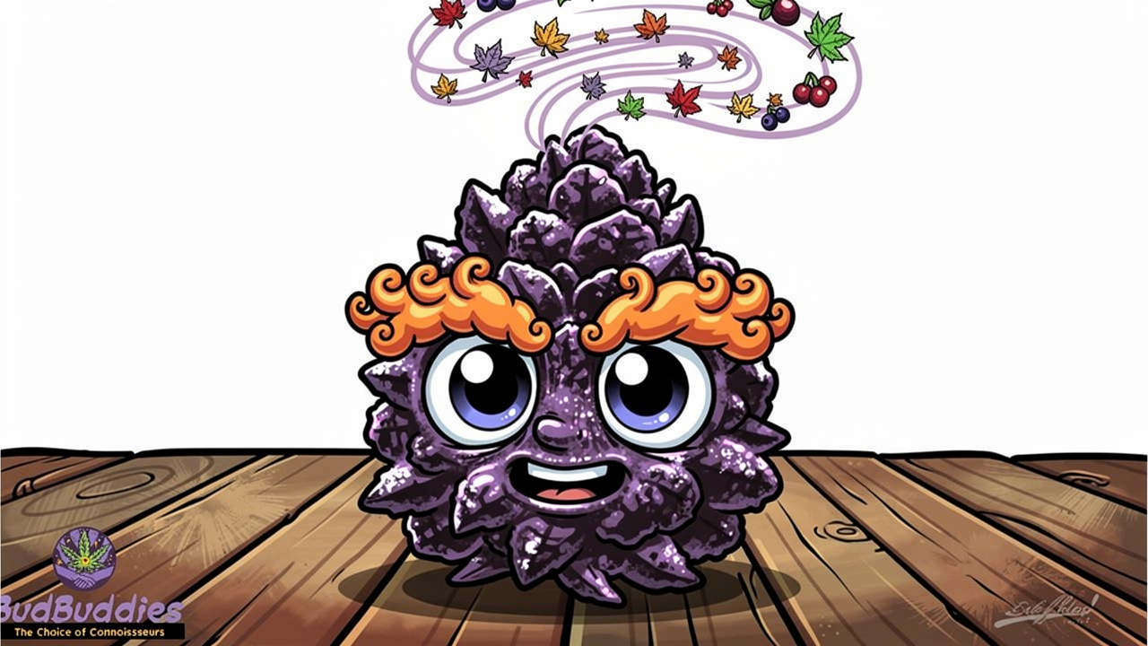 Cartoon frosty bud with maple scent swirls