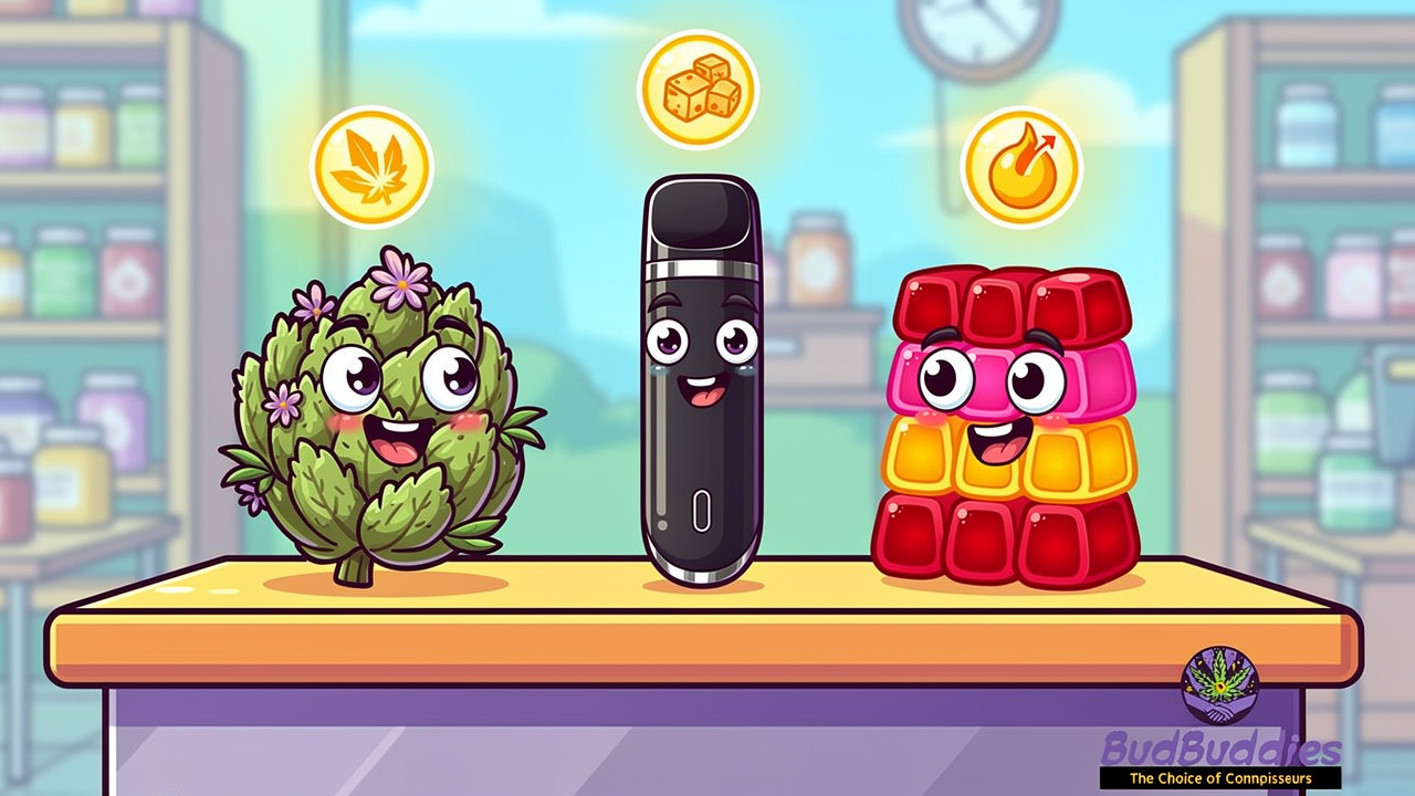 Cartoon flower vape and edible format characters