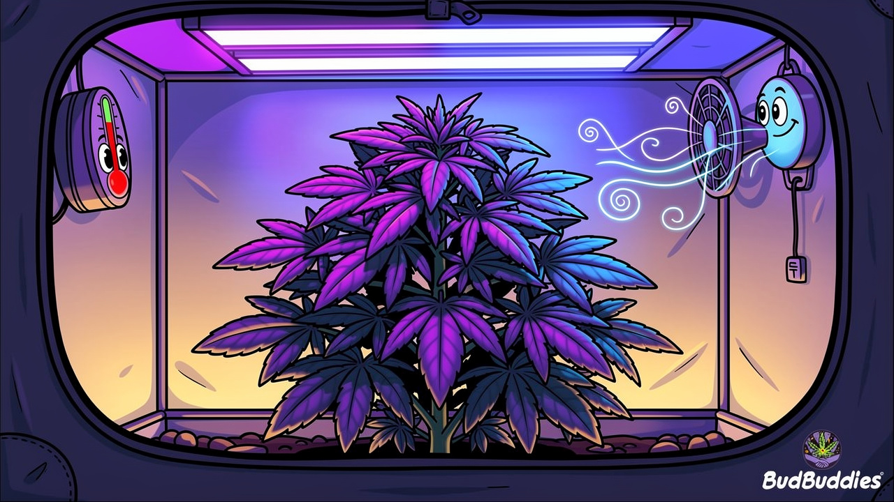 Cartoon Blue Cheese cannabis plant growing indoors