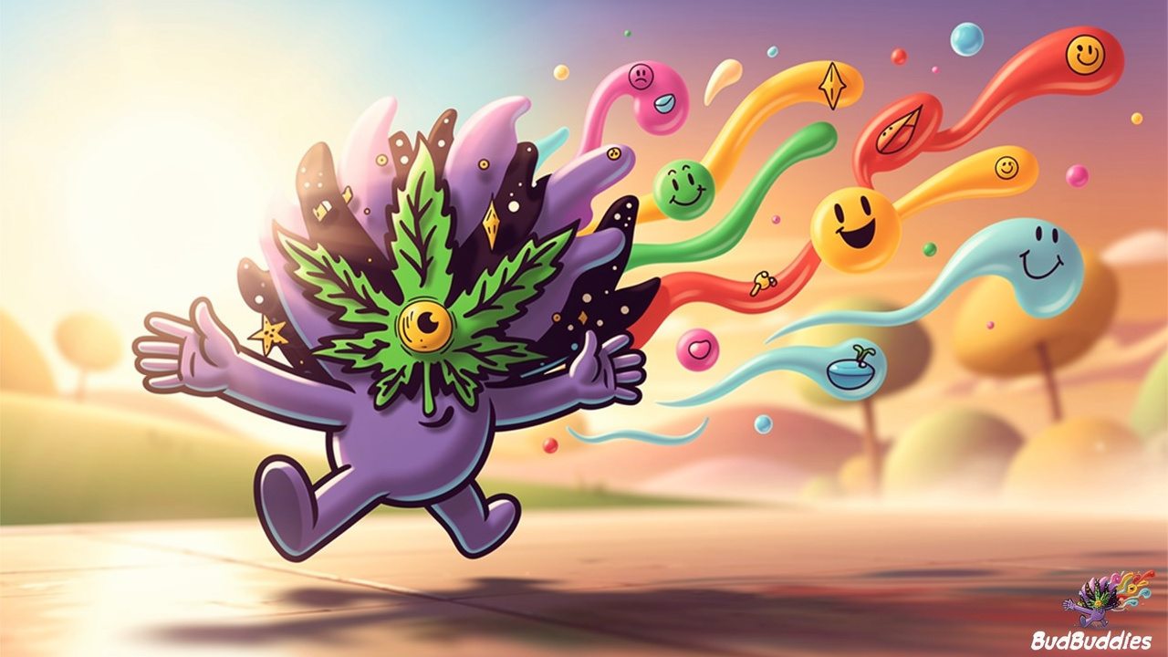 Animated character showing effects transitioning from energy to relaxation.