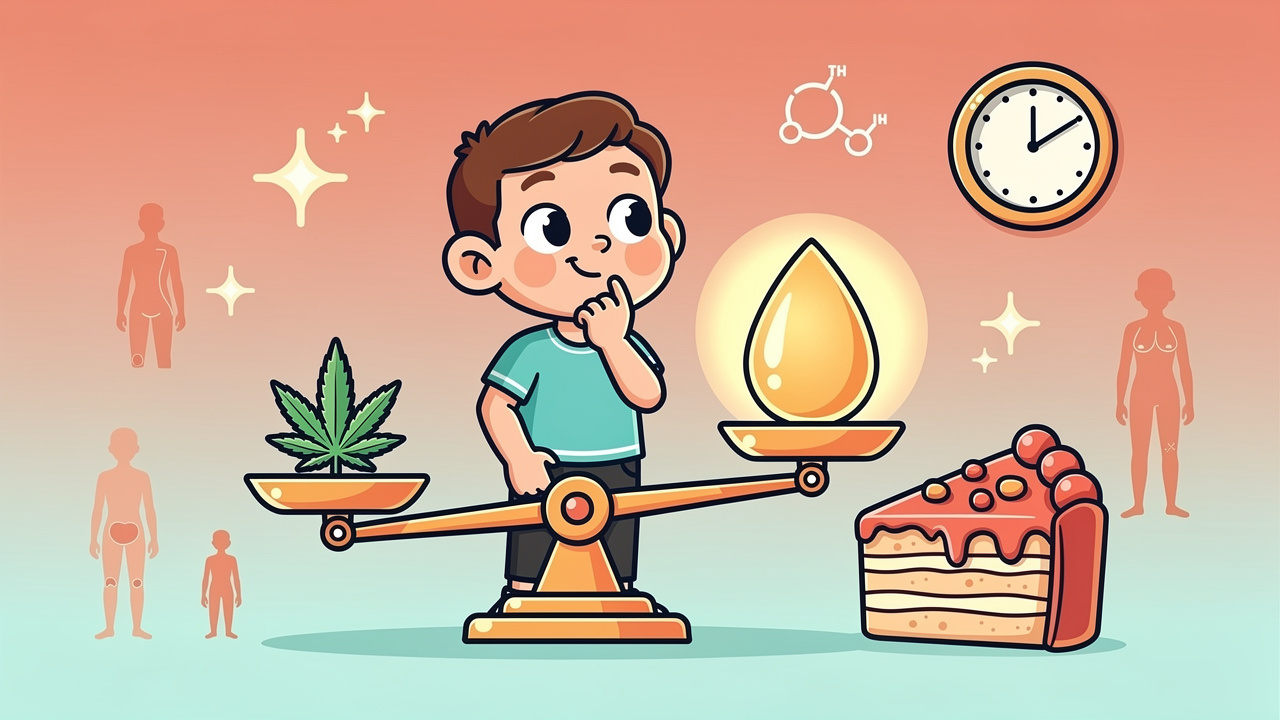 Cartoon showing body type and hormones affecting THC