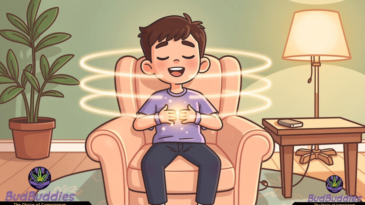 Cartoon person practising box breathing to calm anxiety