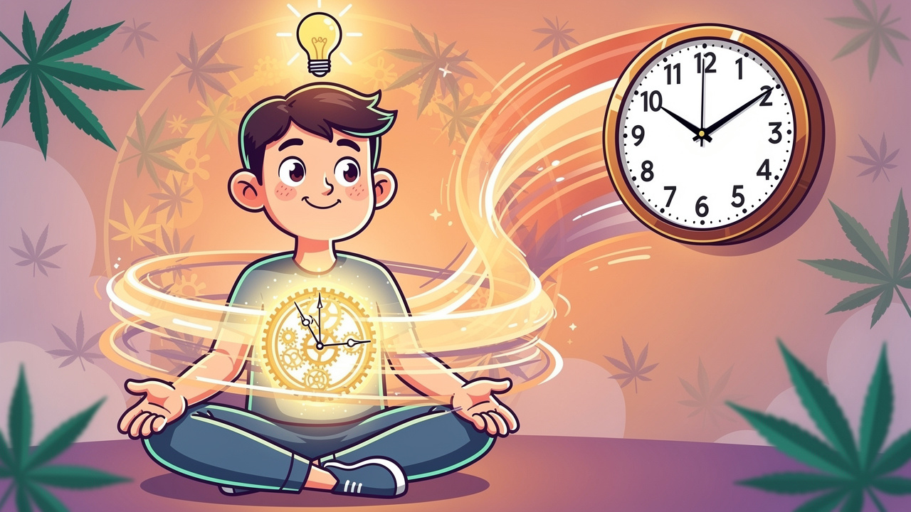 Cartoon showing brain internal clock running faster than real time