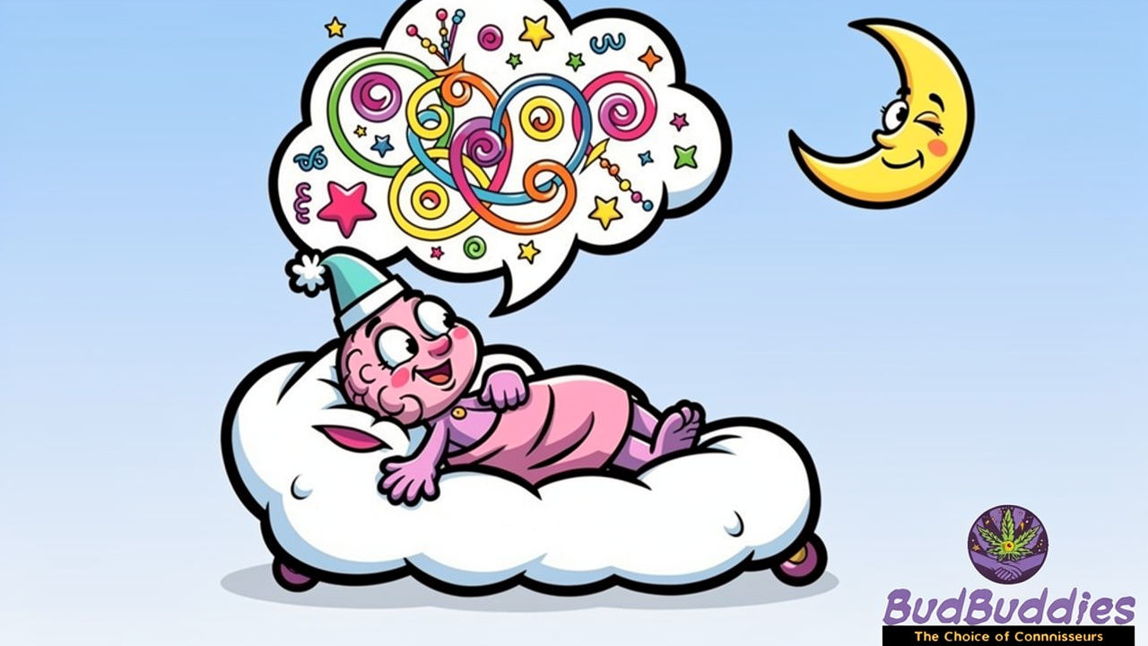 Cartoon brain experiencing REM rebound vivid dreaming