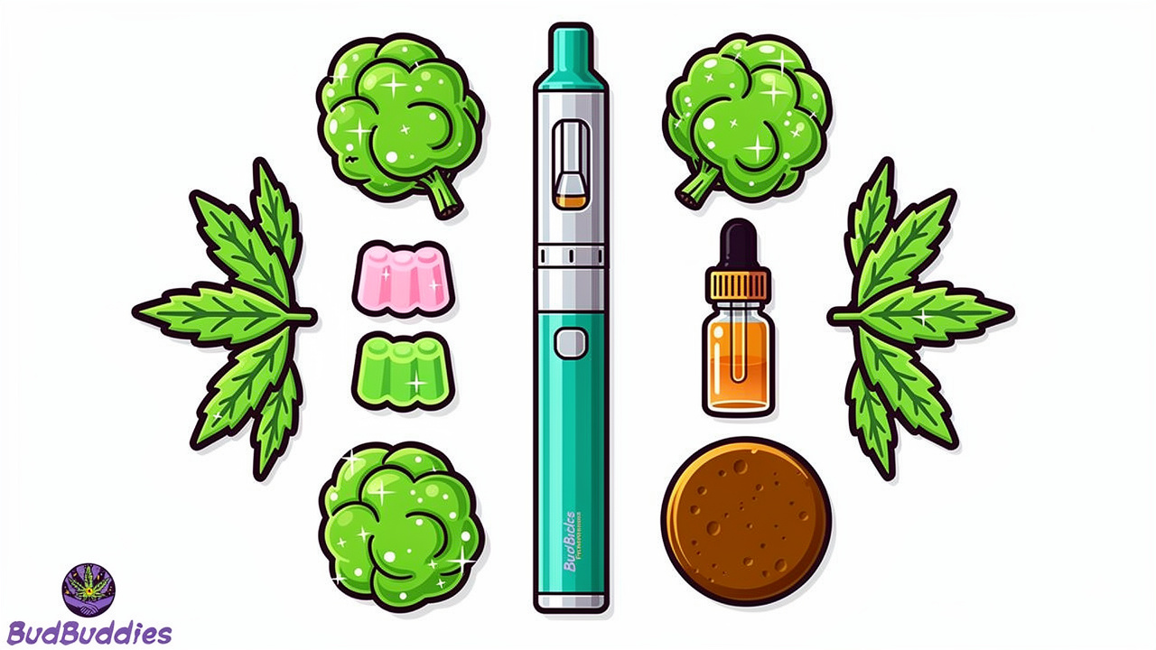 Full range of cannabis products including flower edibles vapes and CBD