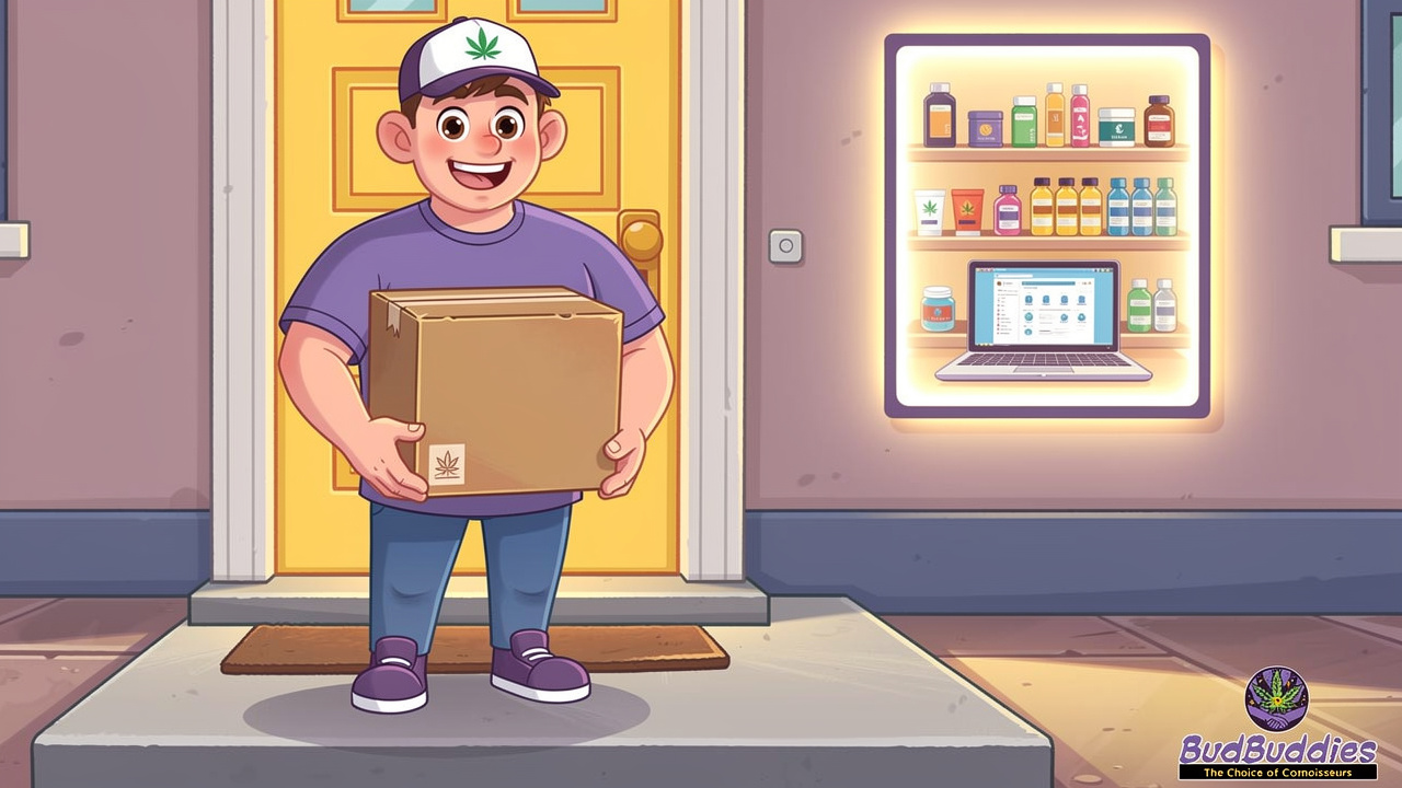 Cartoon of discreet CBD delivery and trusted product range