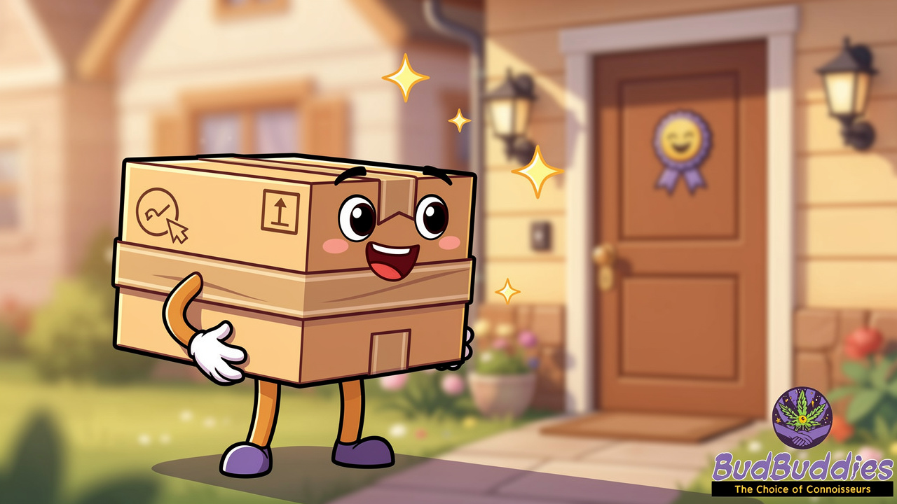 Cartoon discreet parcel delivery for Tropicana Cookies orders