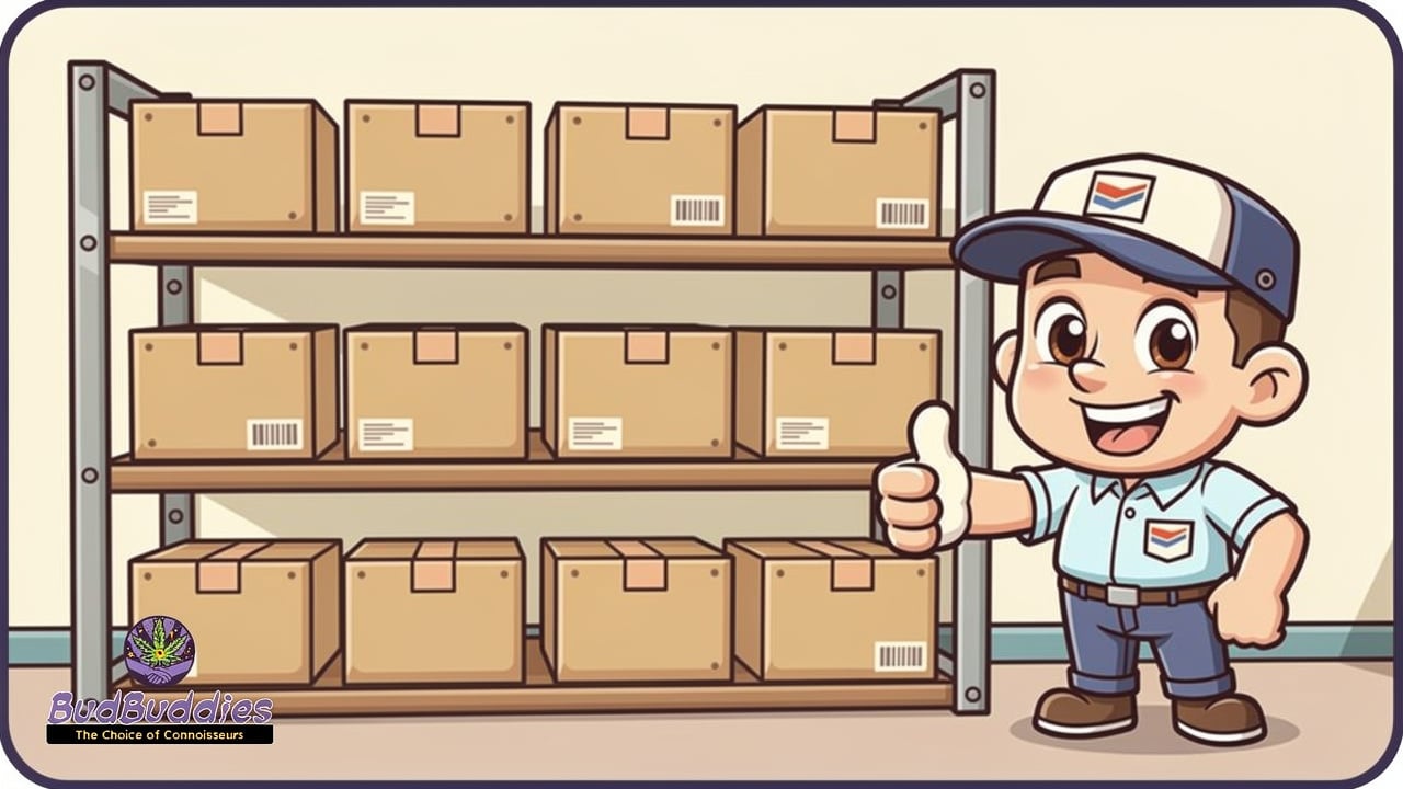Cartoon discreet parcel delivery at student university halls