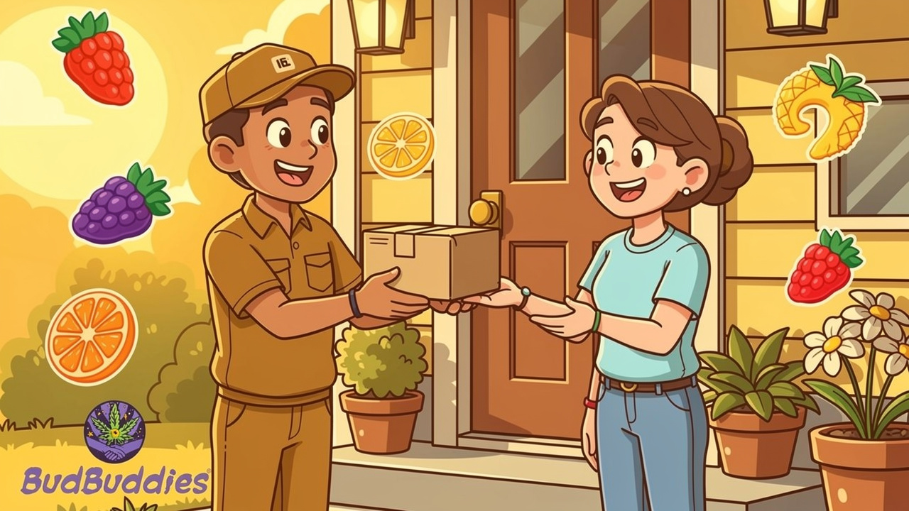 Cartoon discreet delivery of THC gummies in the UK