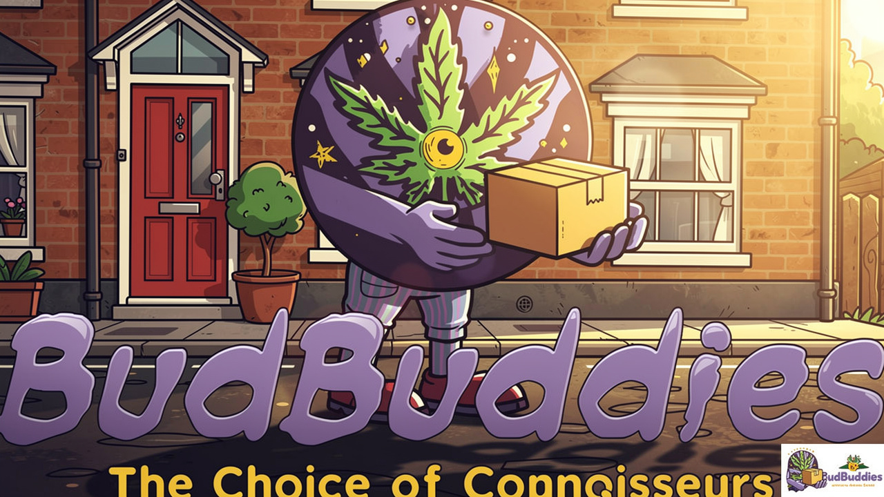 Cartoon delivery character with discreet plain parcel at door