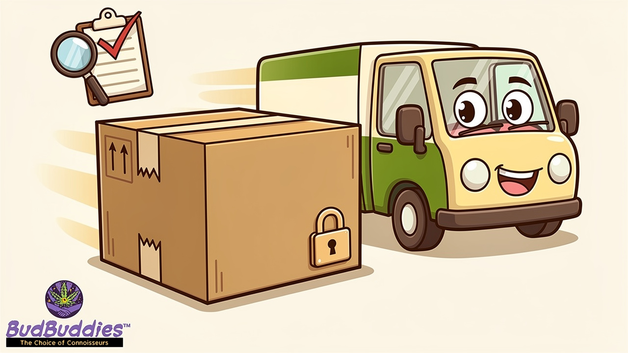 Cartoon of discreet parcel representing lab-tested delivery