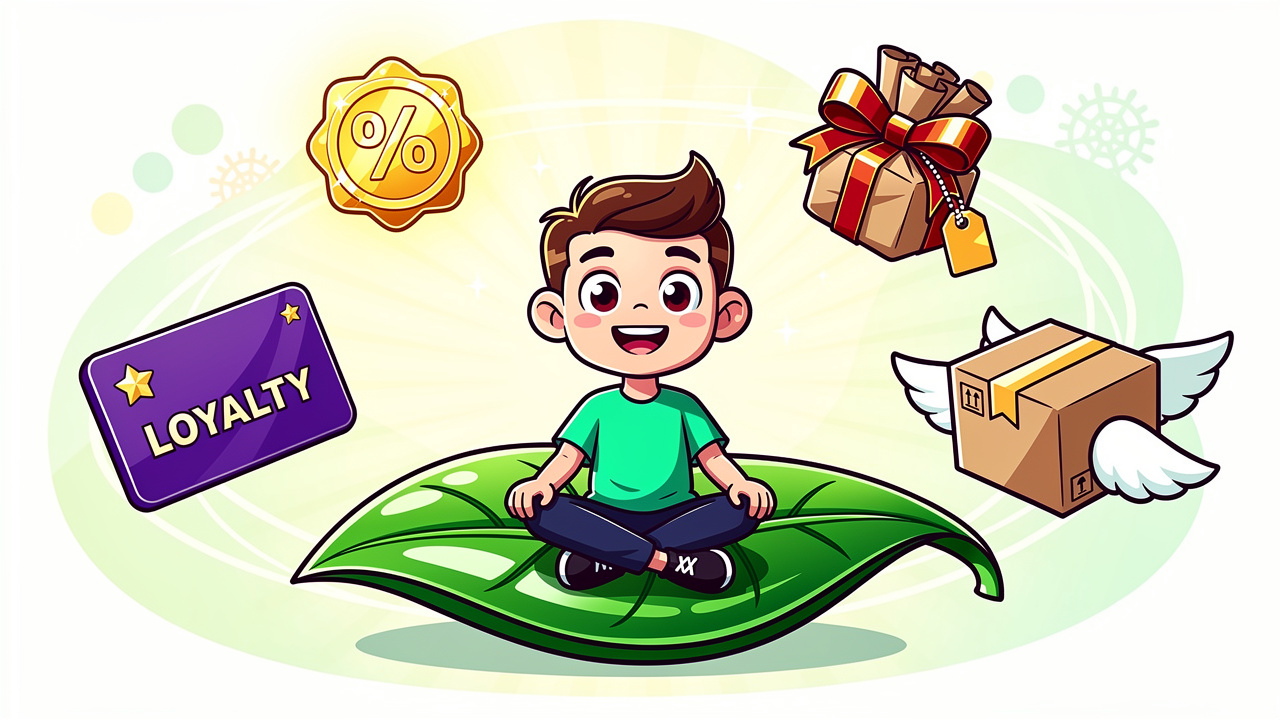 Cartoon showing cannabis medication savings and loyalty rewards