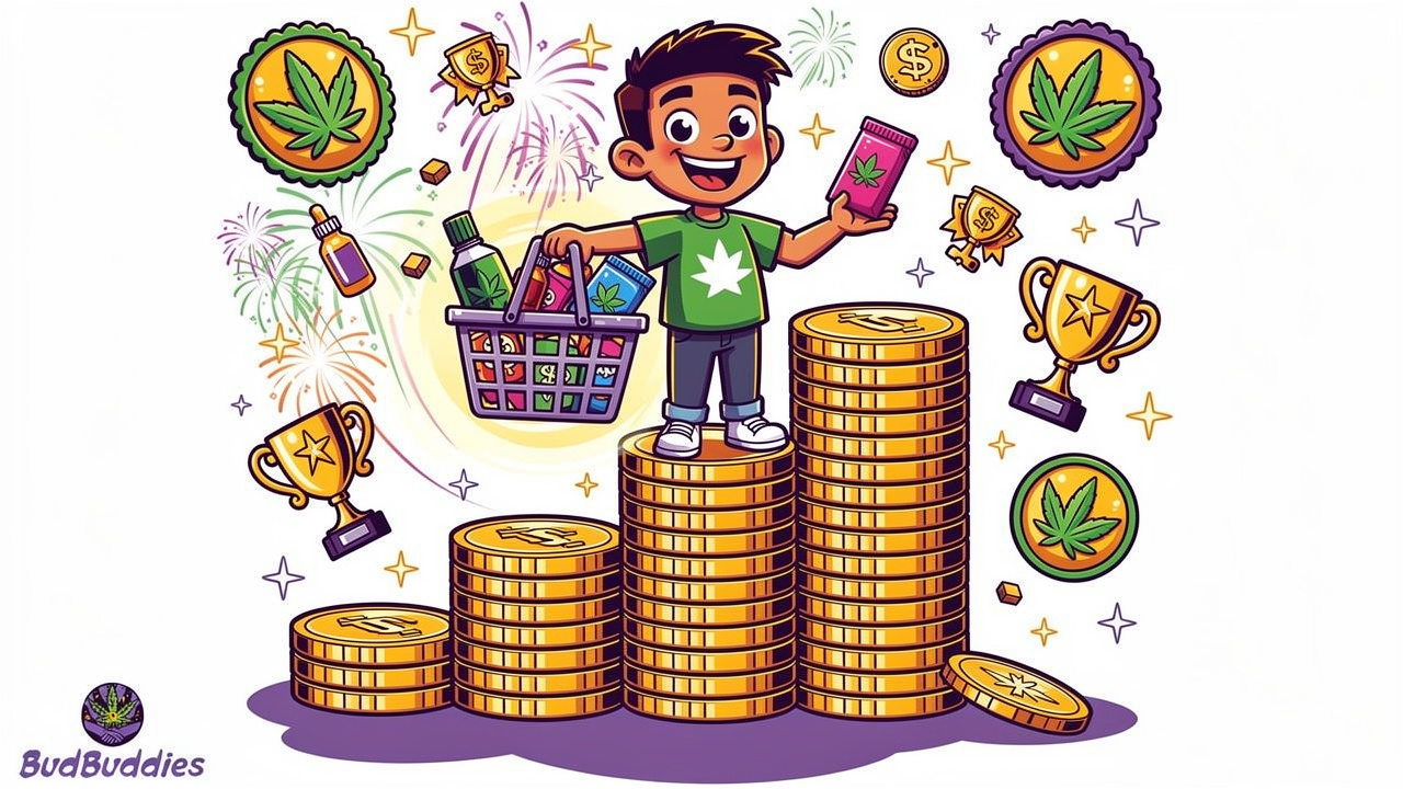 Student celebrating premium cannabis savings with BudBuddies UK