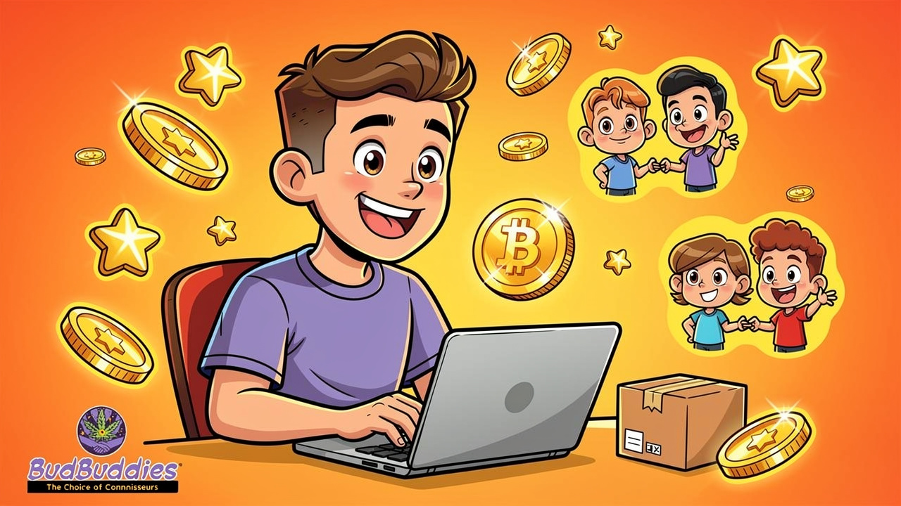 Cartoon student stacking savings with loyalty rewards