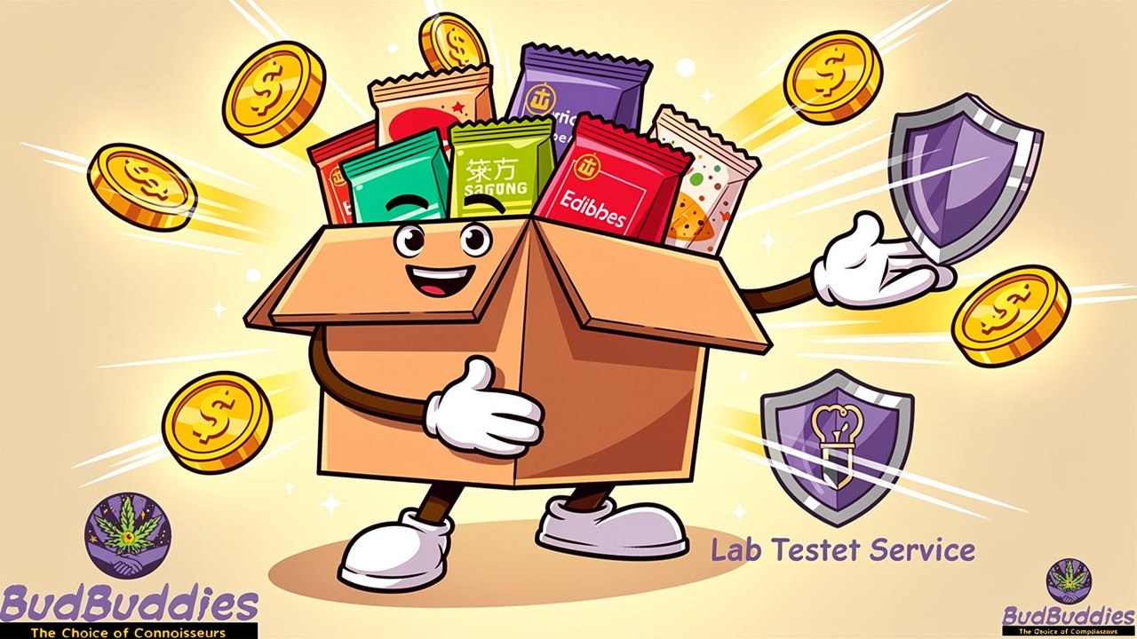 Cartoon celebrating bulk edibles purchases with quality protection