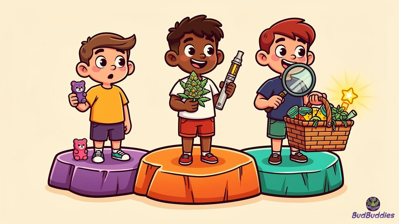 Cartoon guide matching bundle choices to experience levels