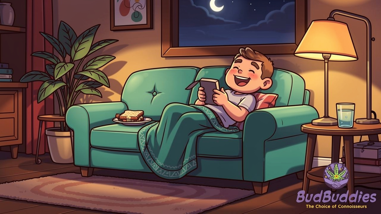 Cartoon character resting safely and comfortably at home