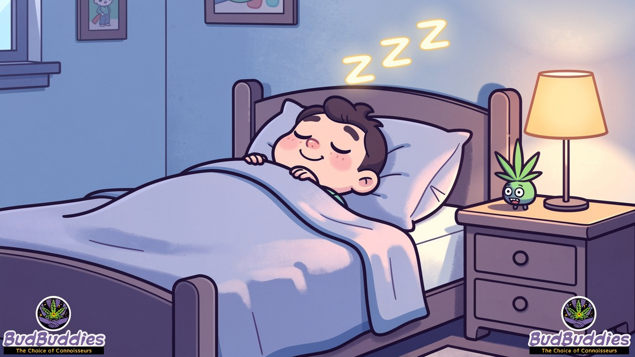 Cartoon character sleeping calmly with tinnitus eased