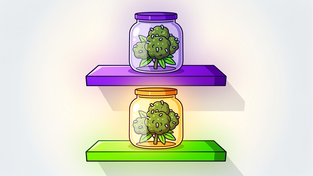Three tiers of cannabis flower quality illustrated