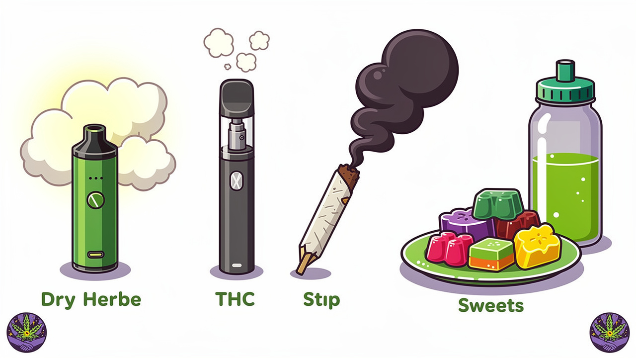 Cartoon showing vapour levels from different cannabis formats