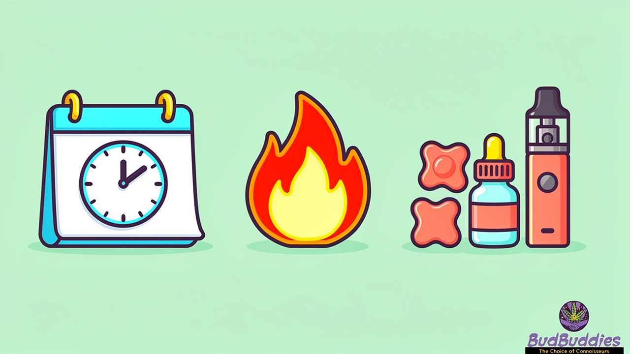 Cartoon icons showing frequency, potency, and product choice factors