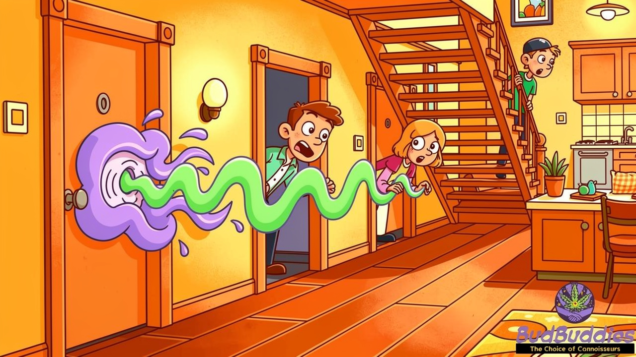 Cartoon showing smell drifting through shared hallways