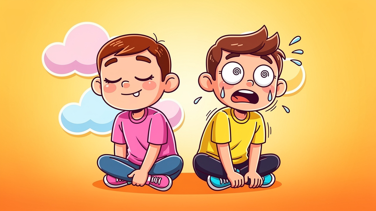 Two cartoon characters reacting differently to cannabis