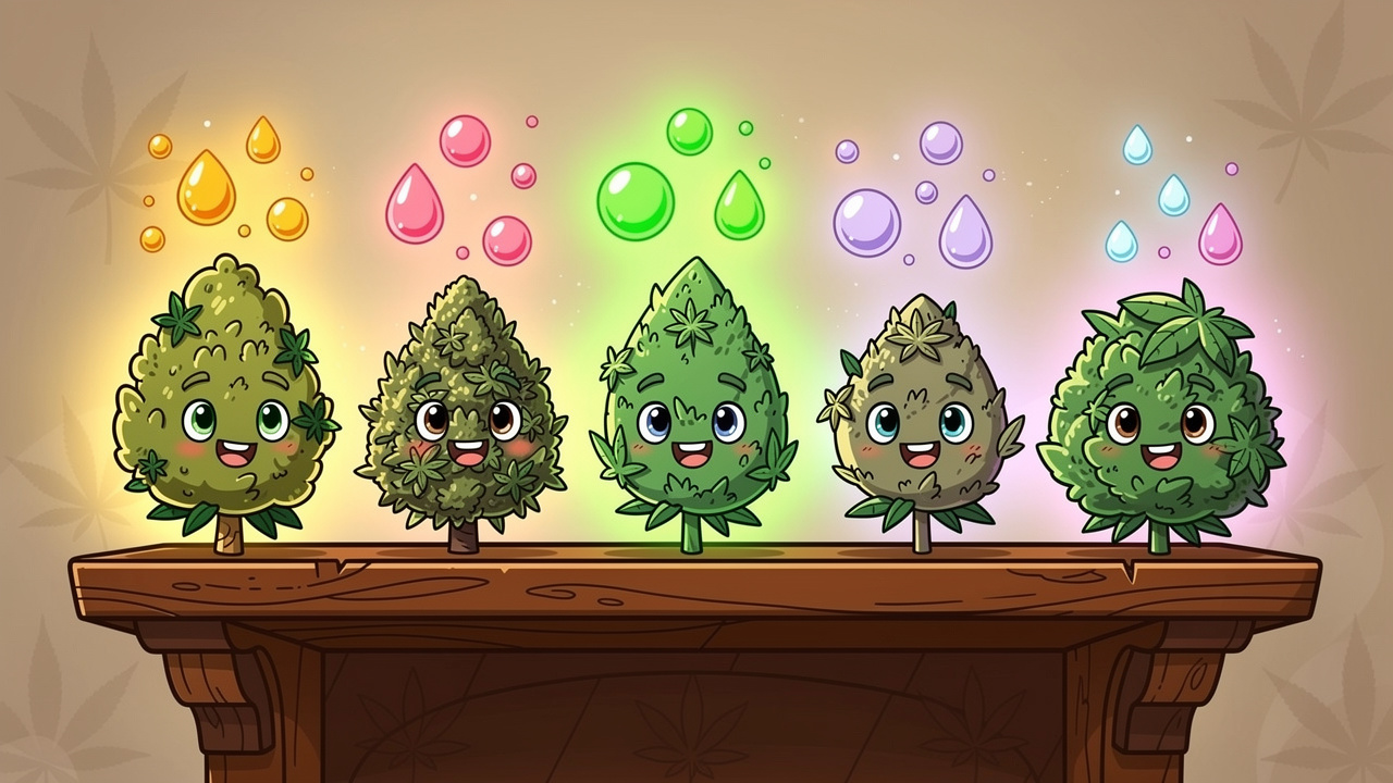 Cartoon cannabis strain varieties suited for film night viewing