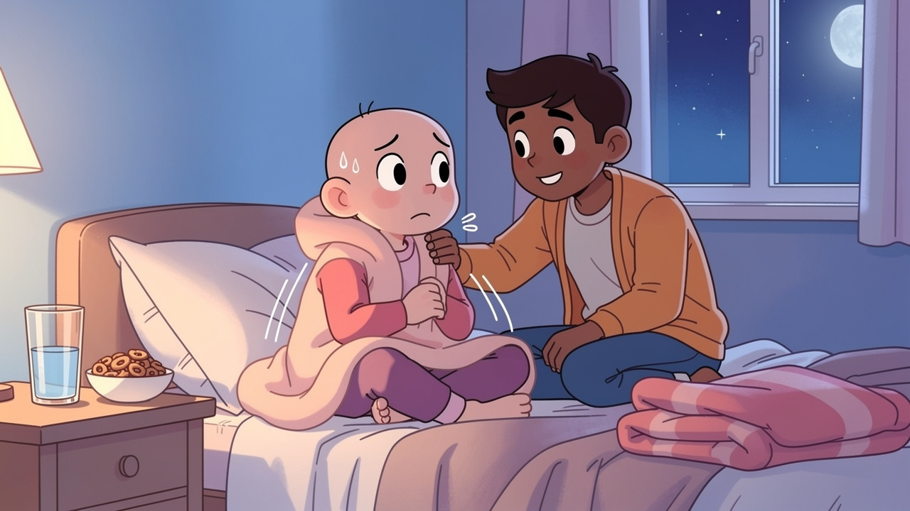 Cartoon character being comforted during overwhelming cannabis experience
