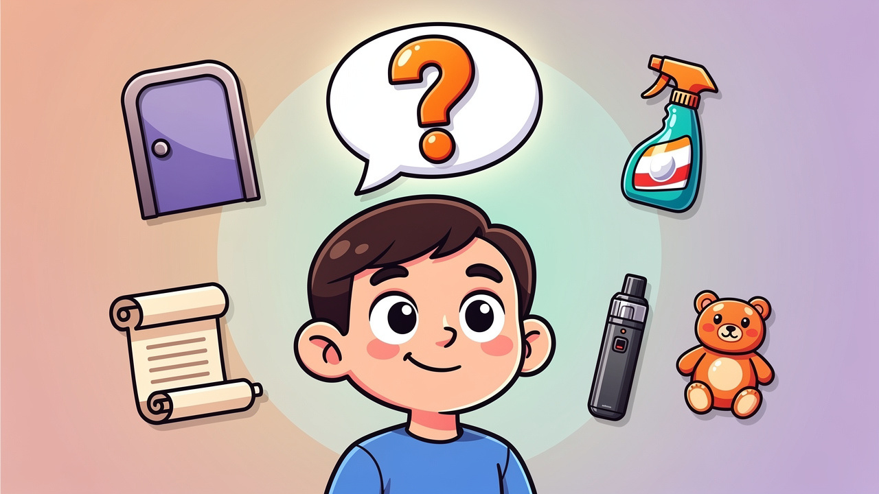 Cartoon illustration of common tenant questions about weed smell