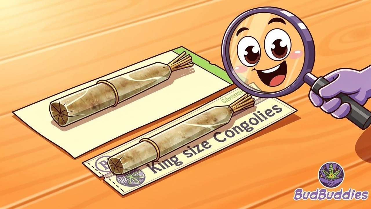 Cartoon comparison of standard and king-size rolling papers