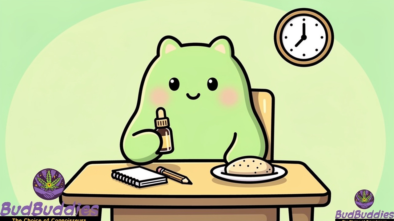Cartoon character practising cautious cannabis habits for reflux