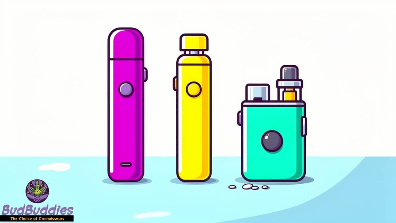 Cartoon comparison of disposable pen, cartridge and starter kit