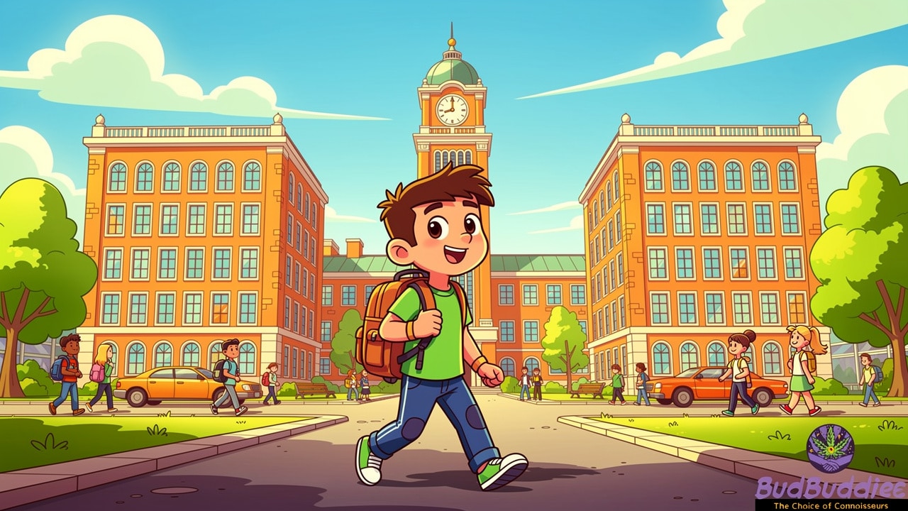 Cartoon student vaping discreetly between university lectures