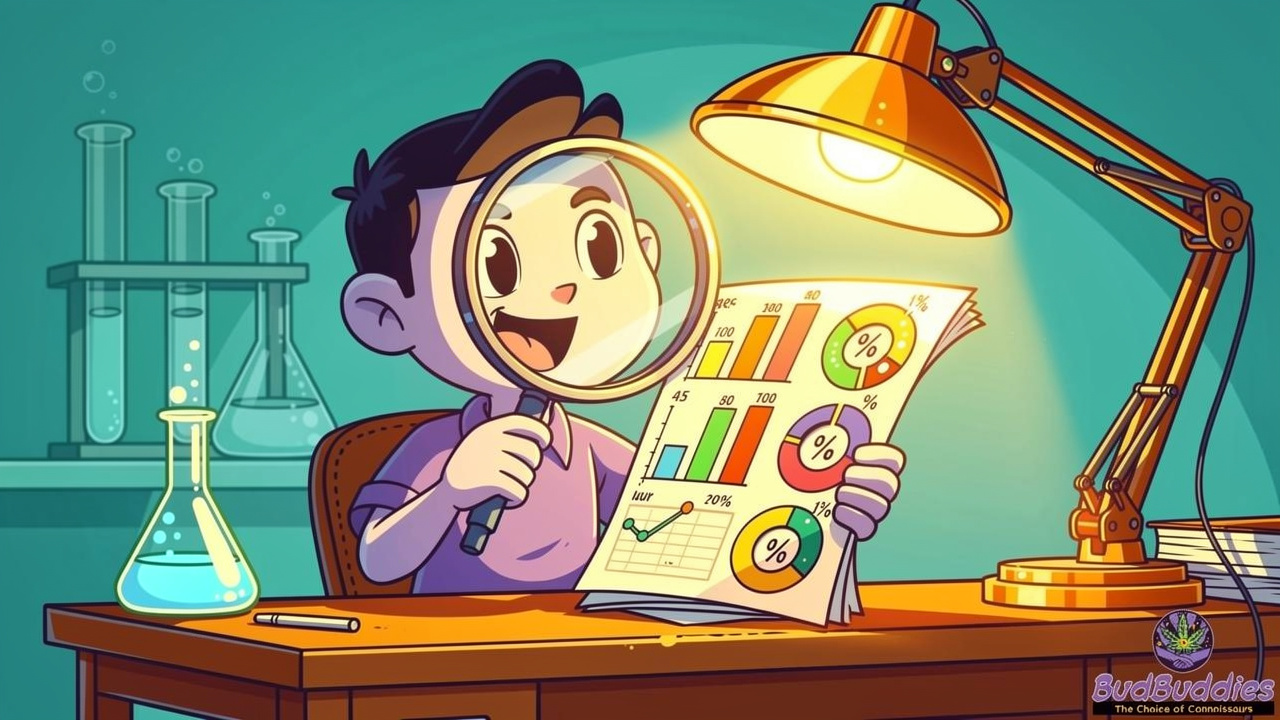 Cartoon character reading a Certificate of Analysis for vapes