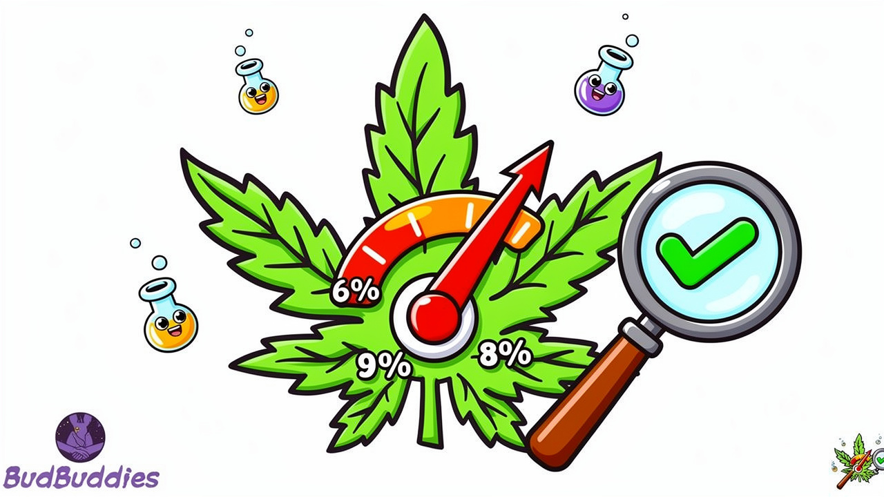 Cartoon gauge showing Cherry Gelato THC potency levels