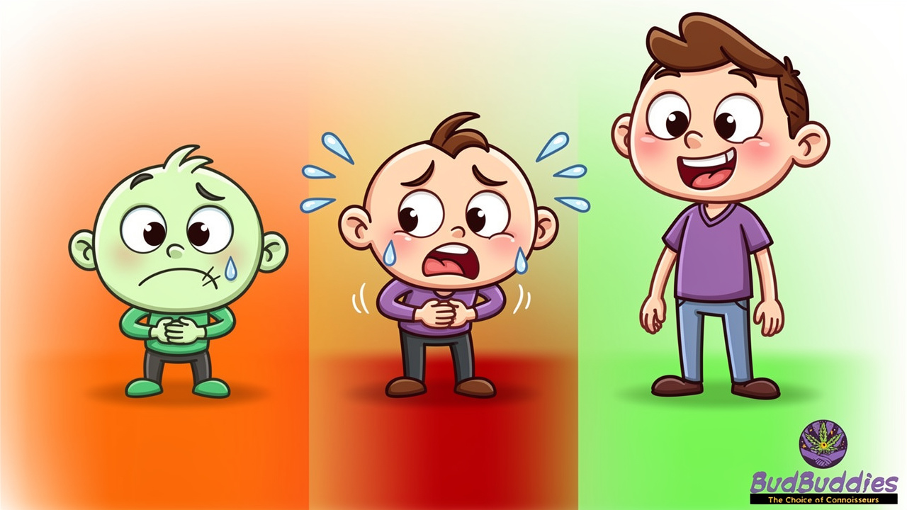 Cartoon showing three phases of CHS progression