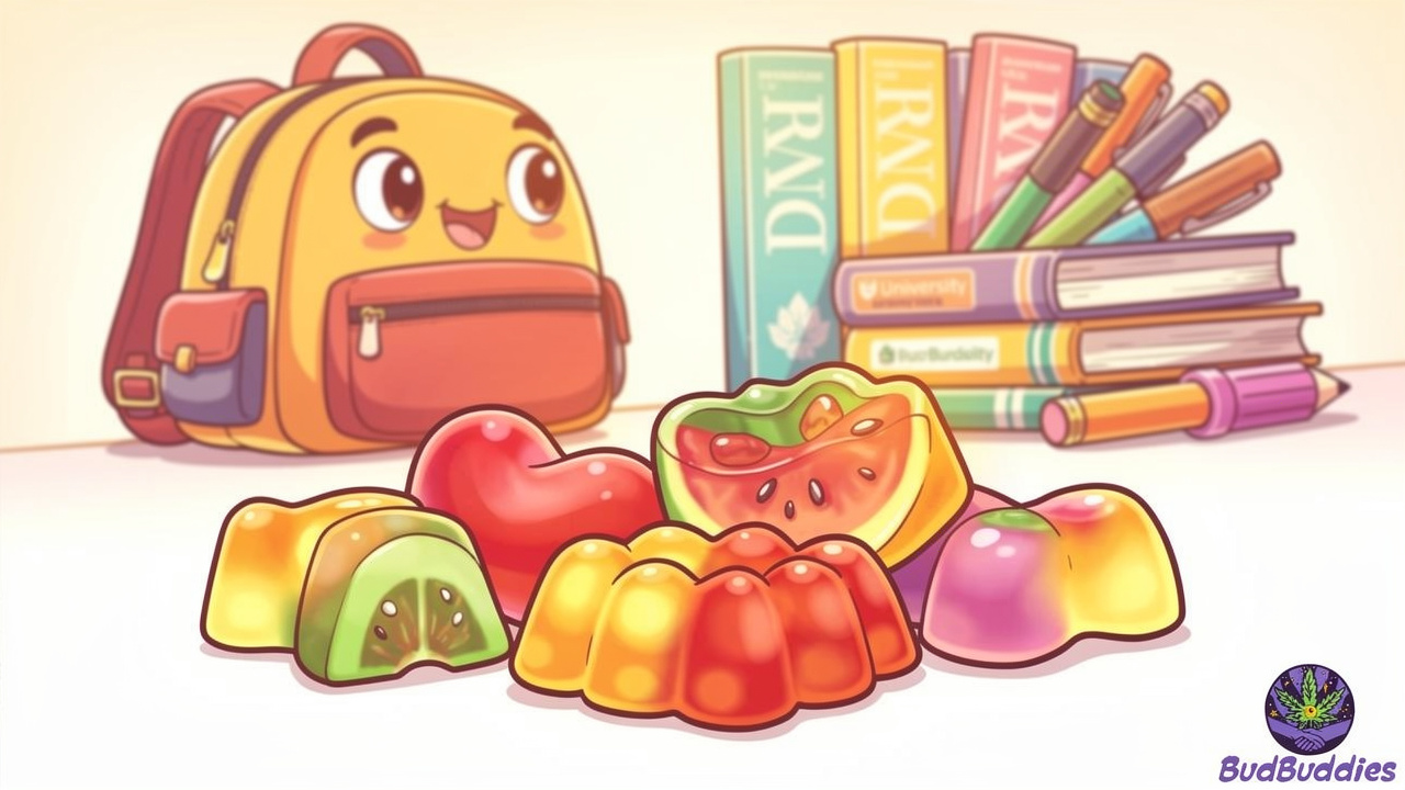 Colourful fruity gummy sweets arranged on a white surface