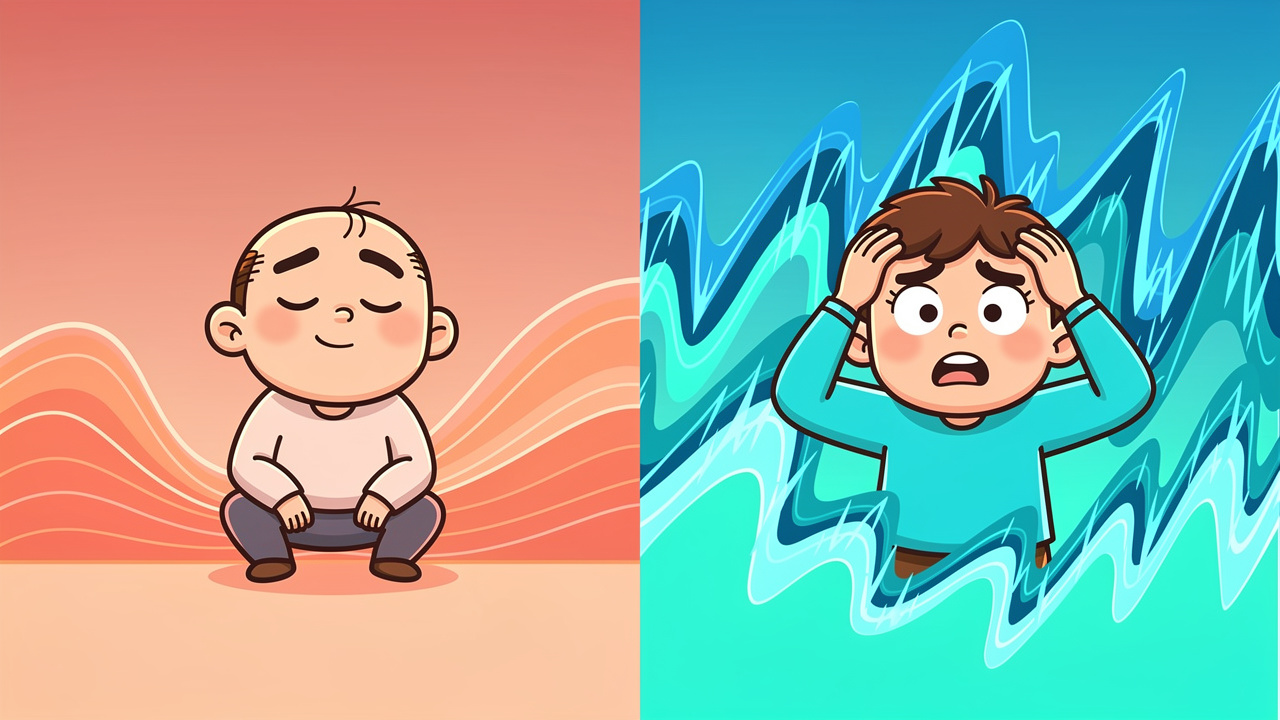 Cartoon comparing cannabis come down versus withdrawal symptoms